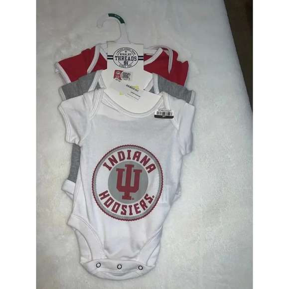 NWT‎ Indiana Hoosiers Baby 0-3 Months Multicolored Onesie Bodysuit 3-Pack Set - Picture 1 of 6